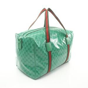 Gucci GG Supreme Web Stripe Boston Bag Canvas Green Red